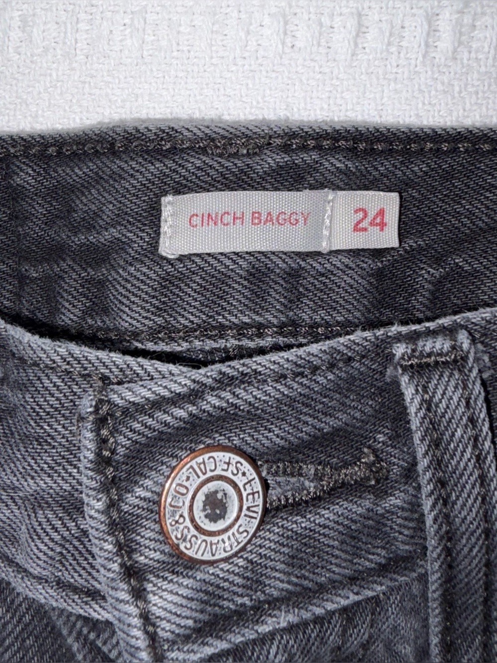 Levis Womens Cinch Baggy High Rise Wide Leg Jeans Size 24 Charcoal Black - Picture 6 of 11